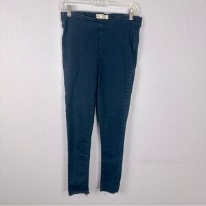 Free People High Rise Pull Up Skinny Raw Hem Jeggings Size 29 Dark Wash